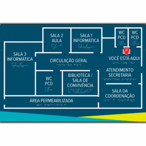 1 Mapa Tátil Braille Padrão Estácio + Suporte De Parede